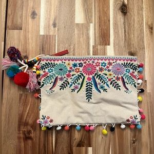 Steve Madden Multicolor Clutch With Pom Poms